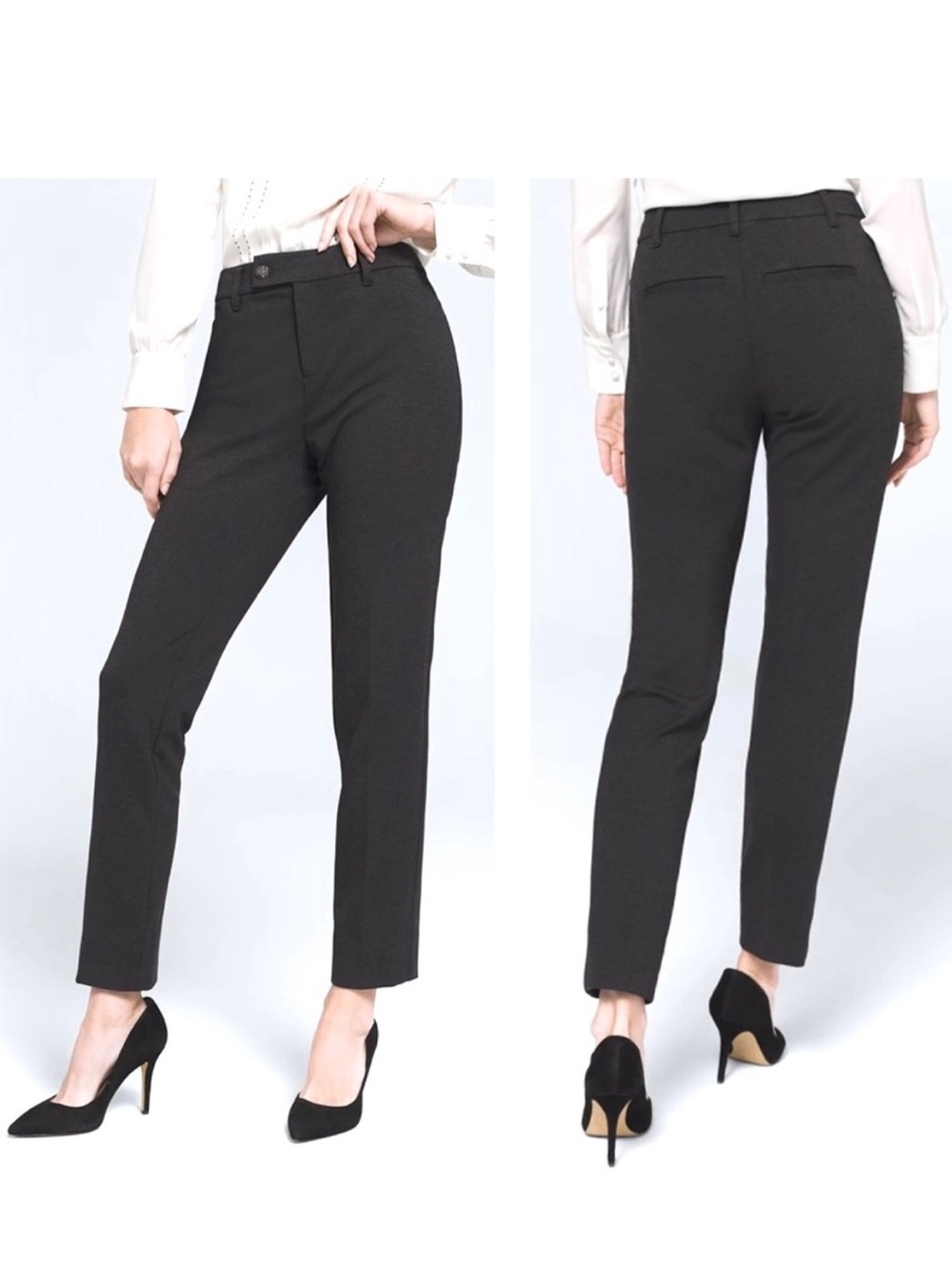 WHBM Effortless Tapered Ankle Pants Women’s Size 6 Tab Waist Stretch Ponte Knit